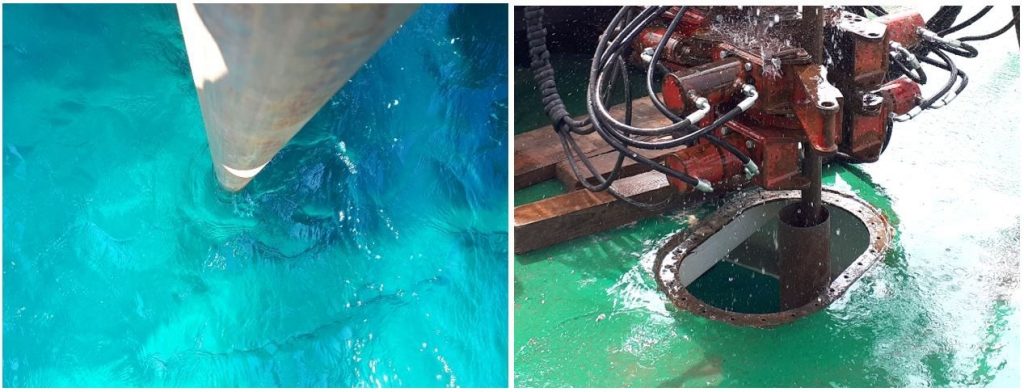 offshore exploratory drilling - Casing through marine medium